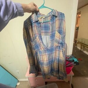 Free People Voyage Plaid Shirtdress